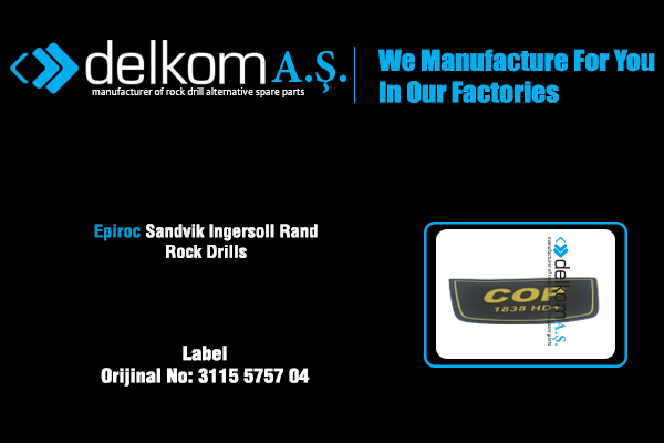 Ön Başlık Etiketi Rock Drill Spare Parts